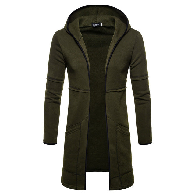 Mens New Style Autumn Winter Coat Warm  Trench New Fashion Long Overcoat Casual Solid Outwear Cardigan