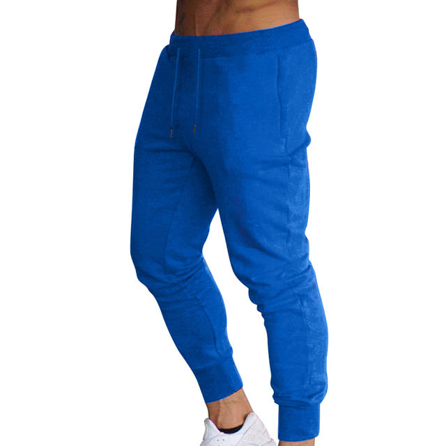 New Hot Men Slim Fit Solid Color Pants Trousers Drawstring Casual for Jogging Sport YAA99