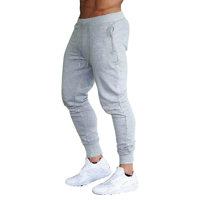 New Hot Men Slim Fit Solid Color Pants Trousers Drawstring Casual for Jogging Sport YAA99