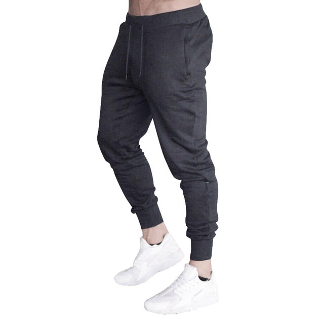 New Hot Men Slim Fit Solid Color Pants Trousers Drawstring Casual for Jogging Sport YAA99