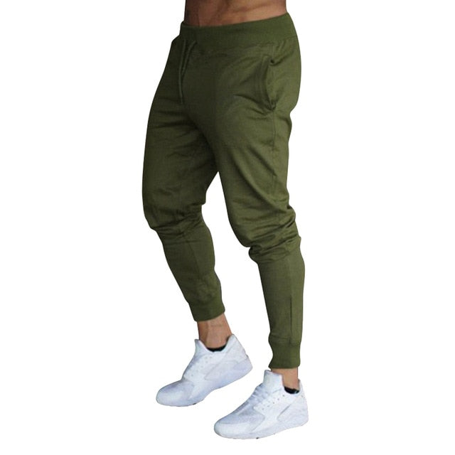 New Hot Men Slim Fit Solid Color Pants Trousers Drawstring Casual for Jogging Sport YAA99