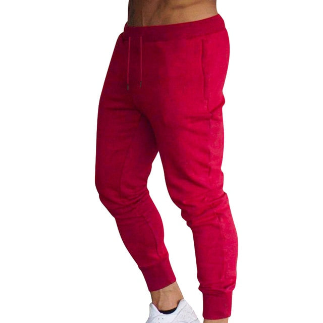 New Hot Men Slim Fit Solid Color Pants Trousers Drawstring Casual for Jogging Sport YAA99