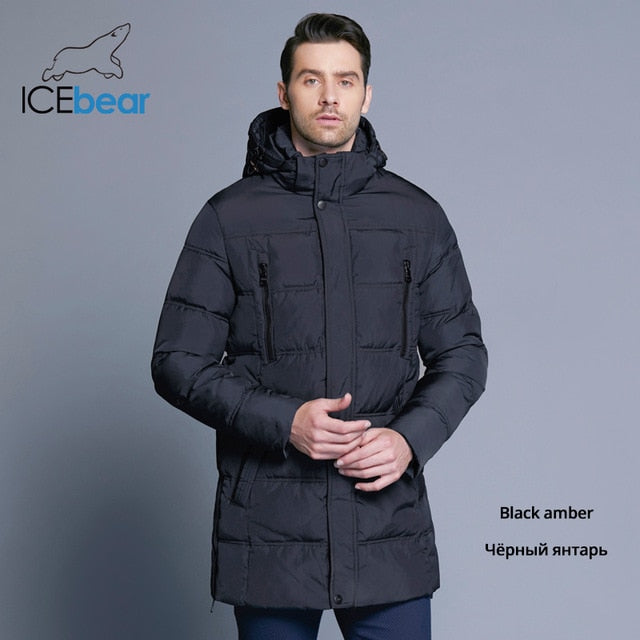 ICEbear 2019 Top Quality Warm Men's Warm Winter Jacket  Windproof  Casual Outerwear Thick Medium Long Coat Men Parka 16M899D