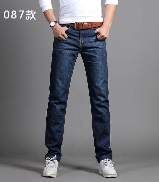 New Men's Fashion Jeans Business Casual Stretch Slim Jeans Classic Trousers Denim Pants Male