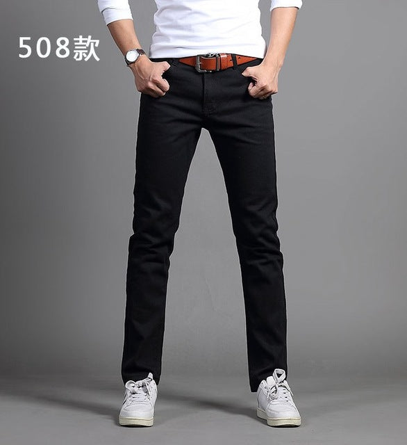 New Men's Fashion Jeans Business Casual Stretch Slim Jeans Classic Trousers Denim Pants Male