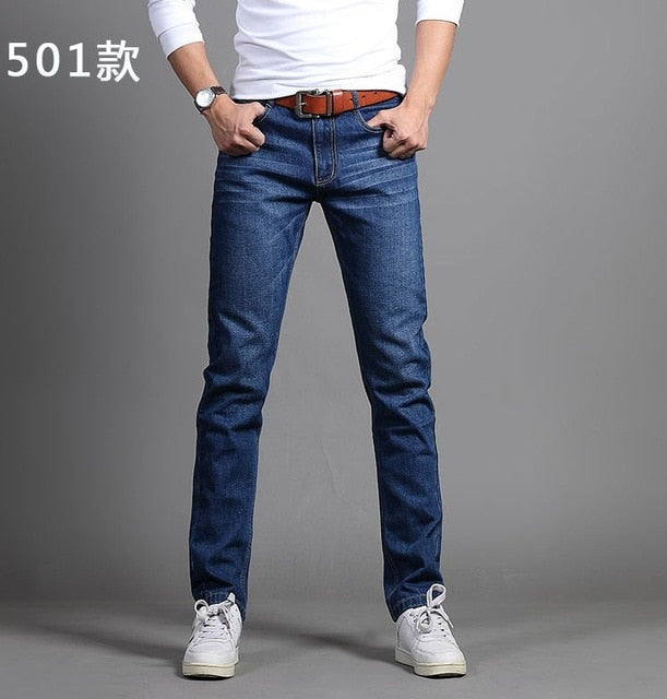 New Men's Fashion Jeans Business Casual Stretch Slim Jeans Classic Trousers Denim Pants Male