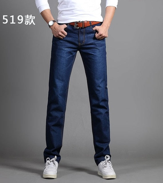 New Men's Fashion Jeans Business Casual Stretch Slim Jeans Classic Trousers Denim Pants Male