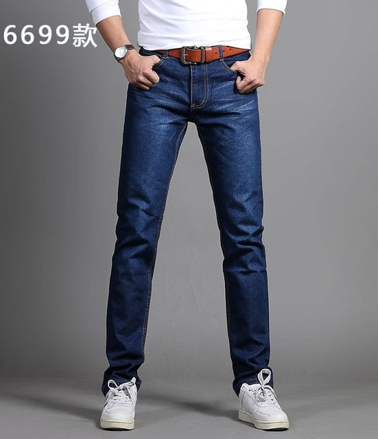 New Men's Fashion Jeans Business Casual Stretch Slim Jeans Classic Trousers Denim Pants Male