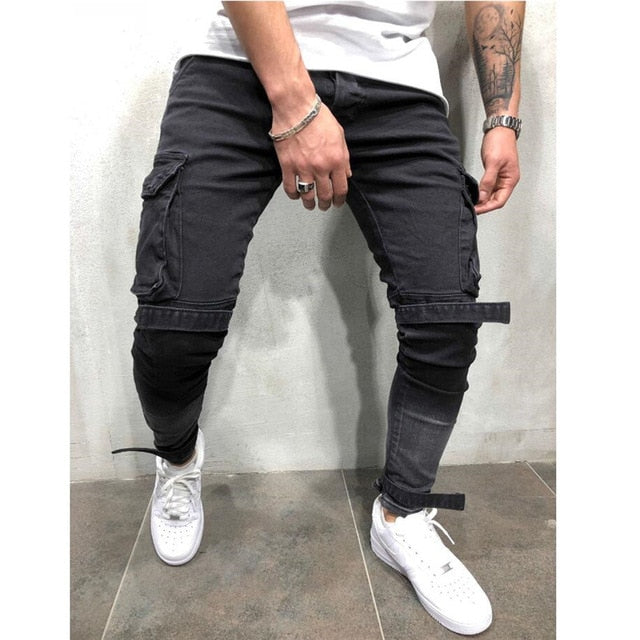 OLOME Hot Sales Men Ripped Jeans Biker Slim Straight Hip Hop Vintage Denim Trousers New Fashion Skinny Jeans 2019 Men Plus Size