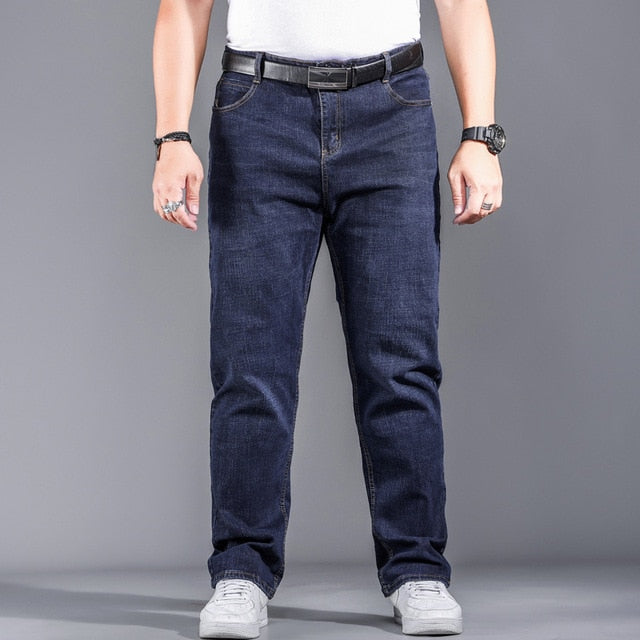 High Quality Stretch Plus Big Size 29 - 44 46 48 90% Cotton Straight Denim Jeans Men Famous Brand 2019 Spring