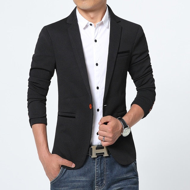 Spring Autumn Luxury Men Blazer 2019 Casual Business Cotton Slim Fit Suit jacket Male Plus Size M-5XL Blazer Masculino
