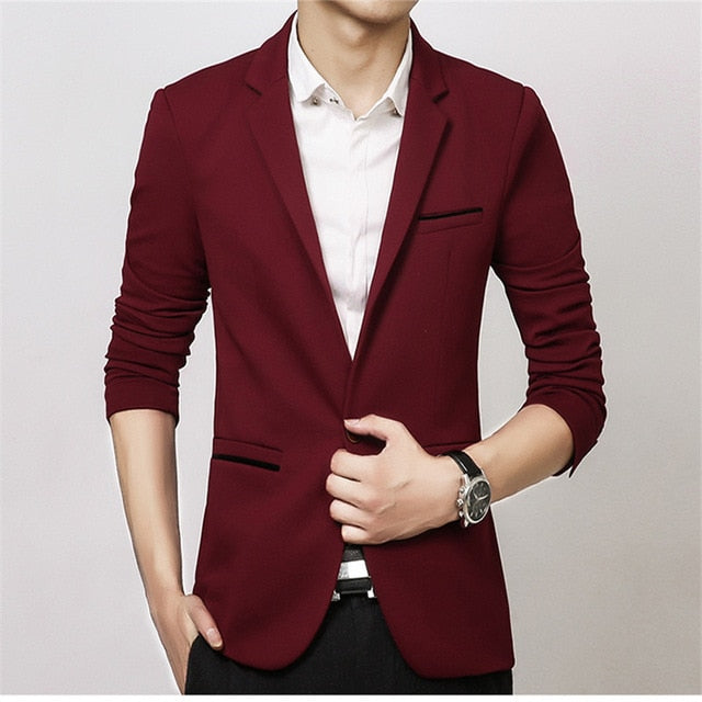 Spring Autumn Luxury Men Blazer 2019 Casual Business Cotton Slim Fit Suit jacket Male Plus Size M-5XL Blazer Masculino