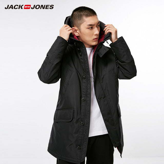 JackJones Men's Winter Hooded Parka Coat Long Jacket Luxury Overcoat 2019 New Menswear 218309511