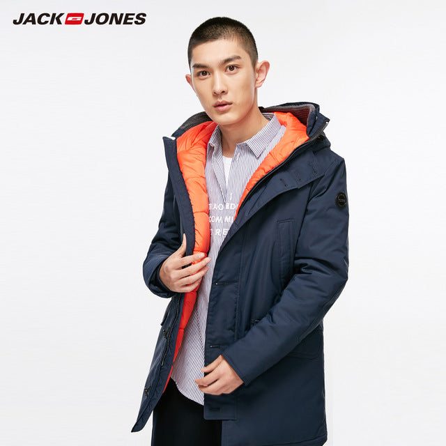 JackJones Men's Winter Hooded Parka Coat Long Jacket Luxury Overcoat 2019 New Menswear 218309511