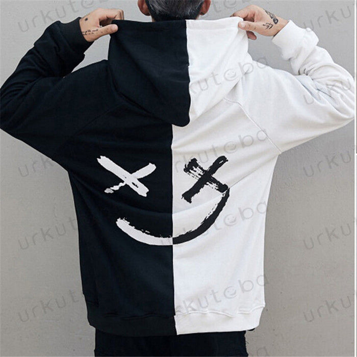 Hot Sale Fashion  Plus Size 3XL Hip Hop Street Wear Men Hooded Hoodies Smile Print Sweatshirts Tops Hoodie Clothes