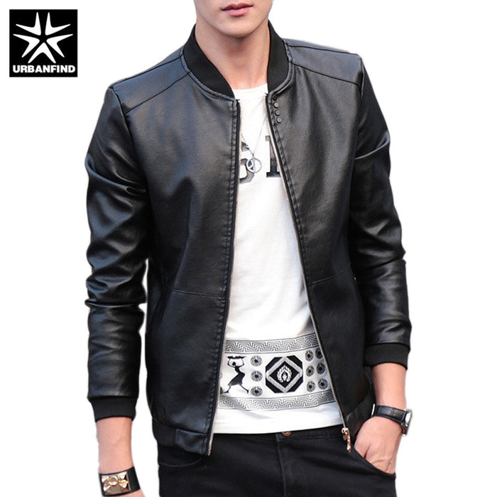 URBANFIND 2018 Autumn Winter Men's Leather Coat Korean Slim Fit Leather Jackets Size M-4XL Fashion Casual Outwear for Man Jacket