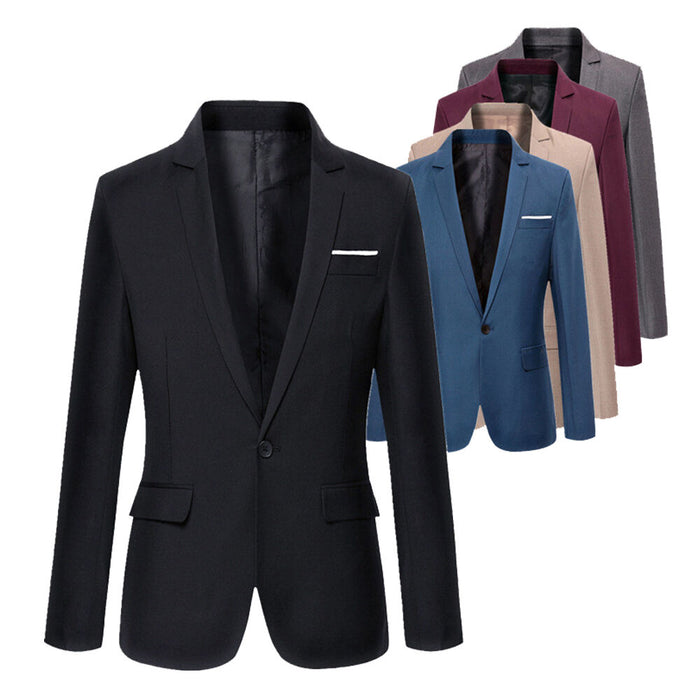 Hot sale Mens Korean slim fit arrival cotton blazer Suit Jacket black blue  plus size s to 4XL Male blazers Mens coat Wedding