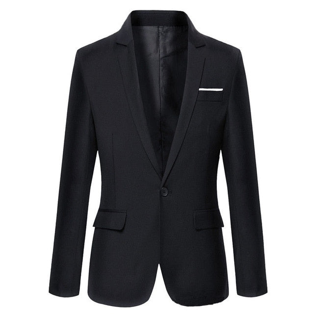Hot sale Mens Korean slim fit arrival cotton blazer Suit Jacket black blue  plus size s to 4XL Male blazers Mens coat Wedding