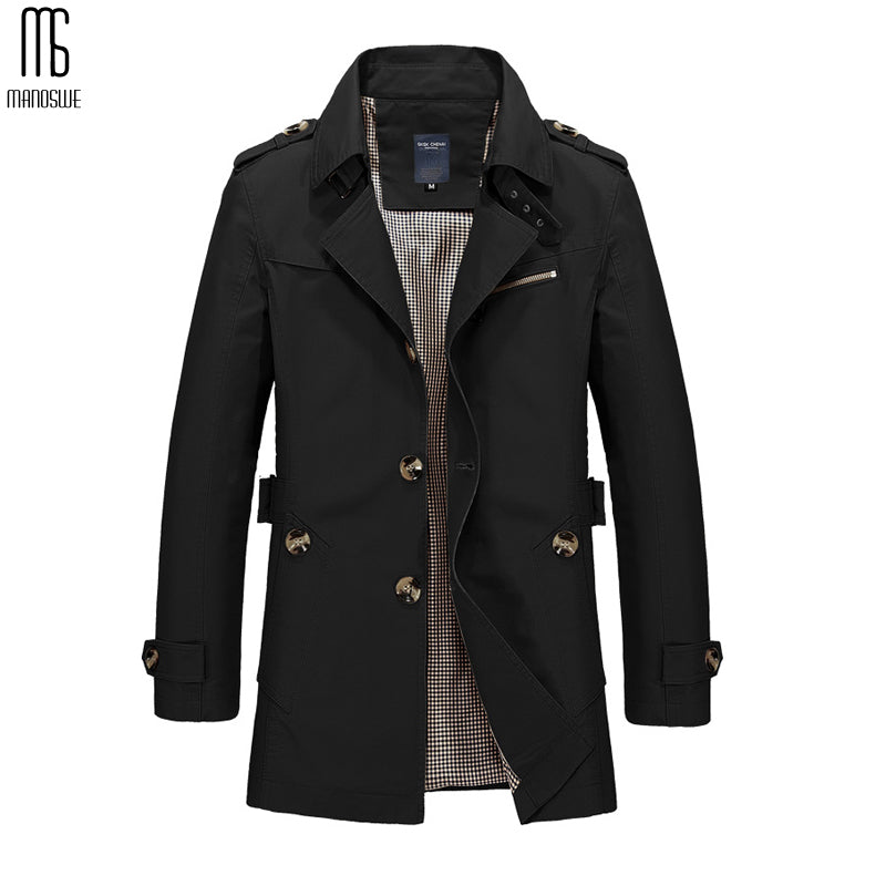 Manoswe Long Leather Trench Coat Men 2019 New Men's Spring Casual Jacket Windbreaker Outerwear High Quality Fashion Long Coat