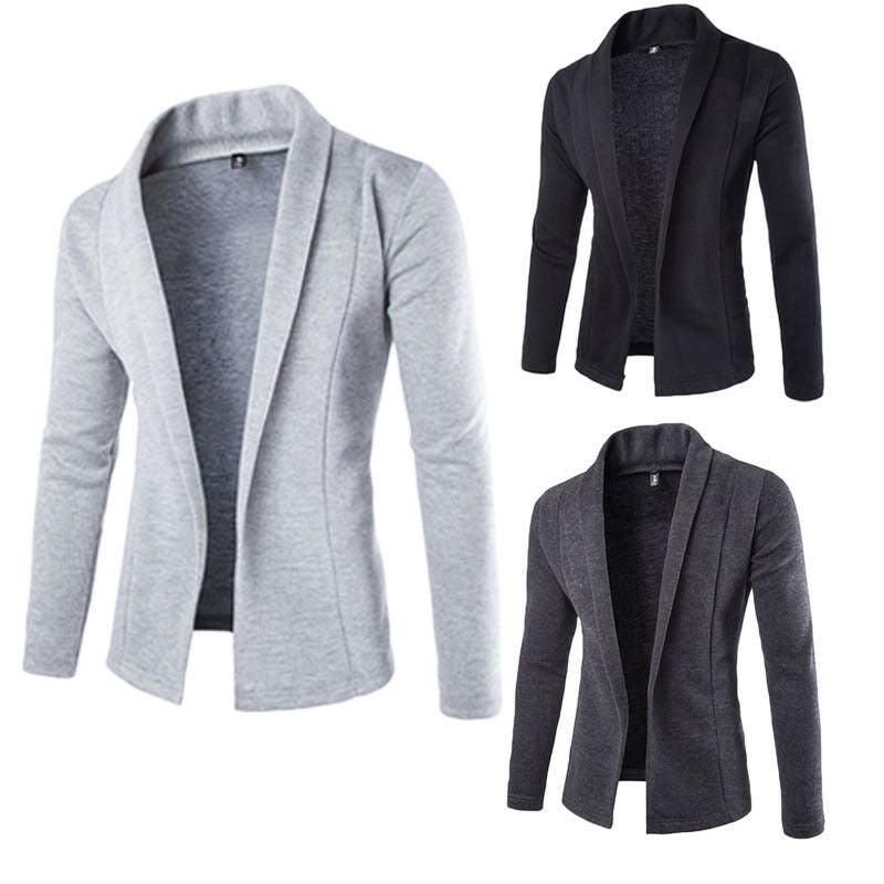 Hot sale Fashion High-quality Autumn winter Men's Casual Slim Fit Solid No Button Suit Blazer Business Work Coat Jacket Outwear