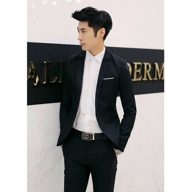 Hot Fashion Men Classic Formal Business Suit Blazer Slim Fit Casual Coat Jacket