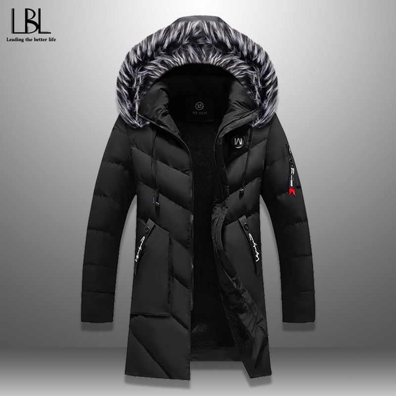 Winter Parka Men's Solid Jacket 2019 New Arrival Thick Warm Coat Long Hooded Jacket Fur Collar Windproof Padded Coat Fashion Men