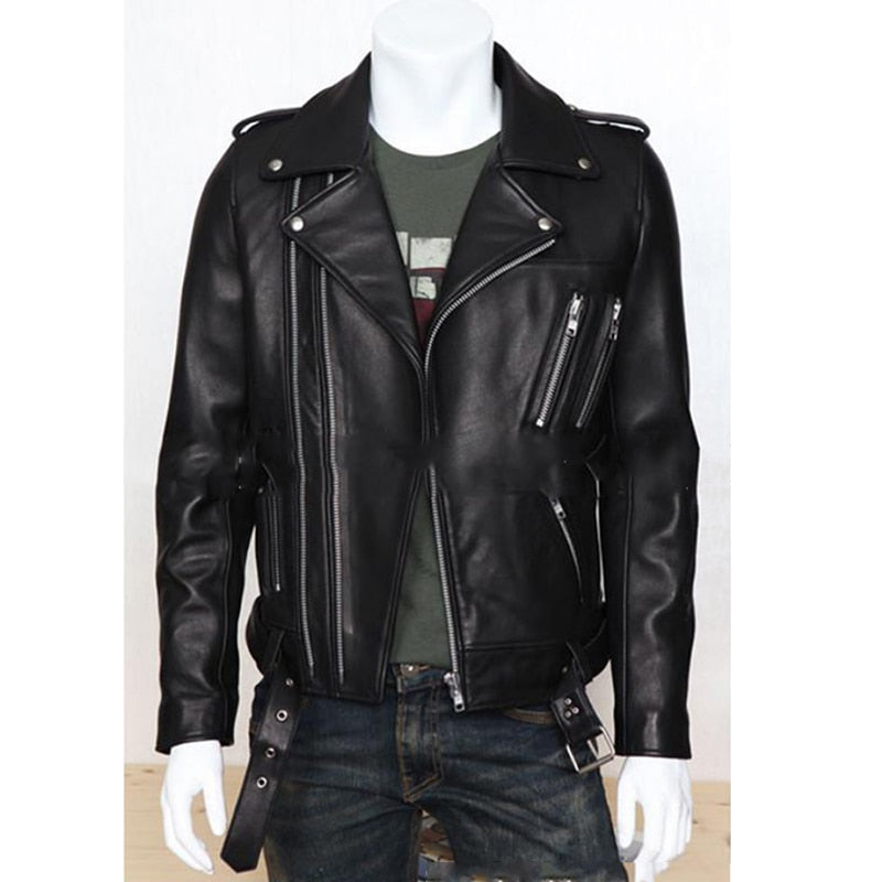 Plus Size PU Leather Jacket Men Autumn Fashion Long Sleeve Stand Collar Jacket Winter Zipper Patchwork Faux Leather Coat