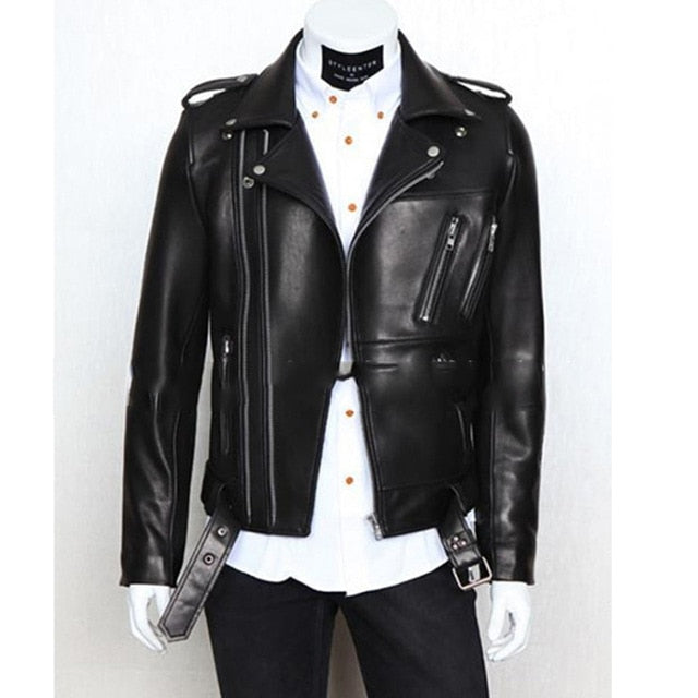 Plus Size PU Leather Jacket Men Autumn Fashion Long Sleeve Stand Collar Jacket Winter Zipper Patchwork Faux Leather Coat