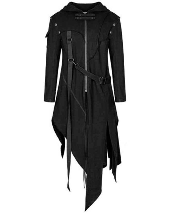 WENYUJH 2019 Autumn New Men Punk Style Jackets Gothic Belt Swallow-Tail Coat Long Sleeved Vintage Halloween Long Uniform