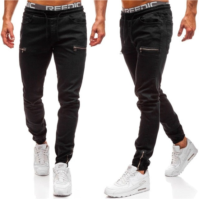 Men Clothes Hip Hop Sweatpants Skinny Motorcycle Denim Pants Zipper Designer Black Jeans Mens Casual Men Jeans Trousers