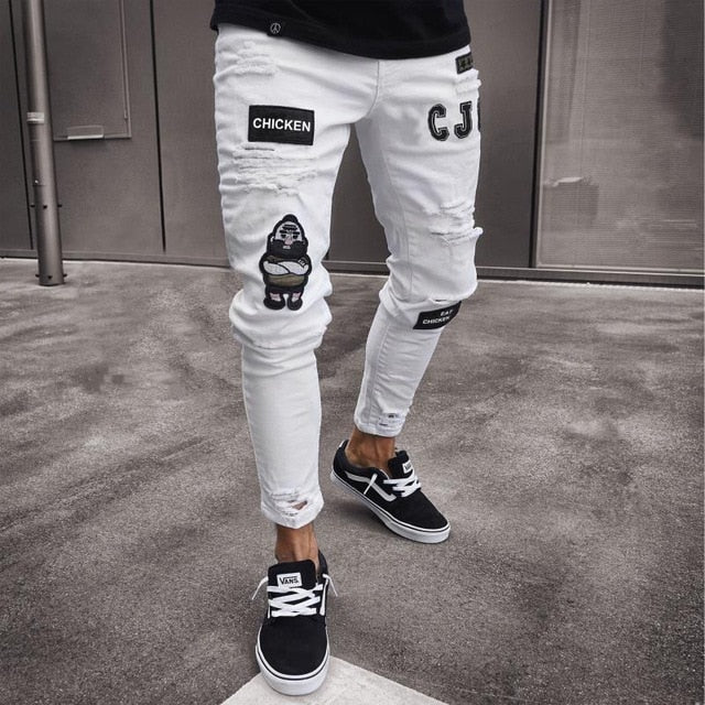Men Clothes Hip Hop Sweatpants Skinny Motorcycle Denim Pants Zipper Designer Black Jeans Mens Casual Men Jeans Trousers