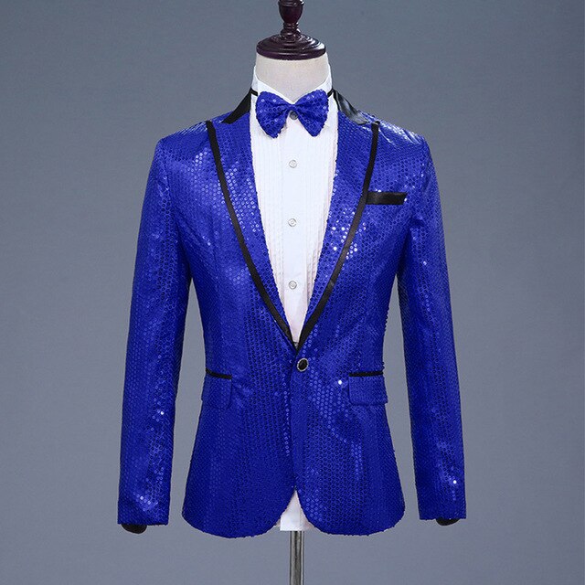 Sequin Suit Jacket Costume Single Breasted Casual White Red Blue Blazer Purple Pink Yellow Men Suits Para Caballero Blazers
