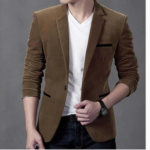 Dropshipping Mens Fashion Brand Blazer British's Style Casual Slim Fit Suit Jacket Male Blazers Men Coat Jacket For Men