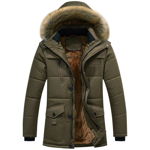 Winter Jacket Men Plus Size 6XL 7XL 8XL Thick Warm Parka Fleece Fur Hooded Casual Jacket Coat Pockets Windbreaker Outwear ,GA488