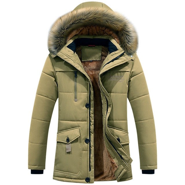 Winter Jacket Men Plus Size 6XL 7XL 8XL Thick Warm Parka Fleece Fur Hooded Casual Jacket Coat Pockets Windbreaker Outwear ,GA488