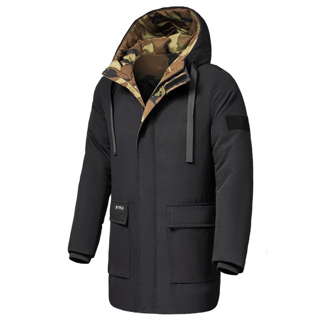 Oumor 8XL Men Winter New Long Casual Camouflage Hooded Jacket Parkas Men Outdoor Fashion Warm Thick Pockets Army Coat Parkas Men