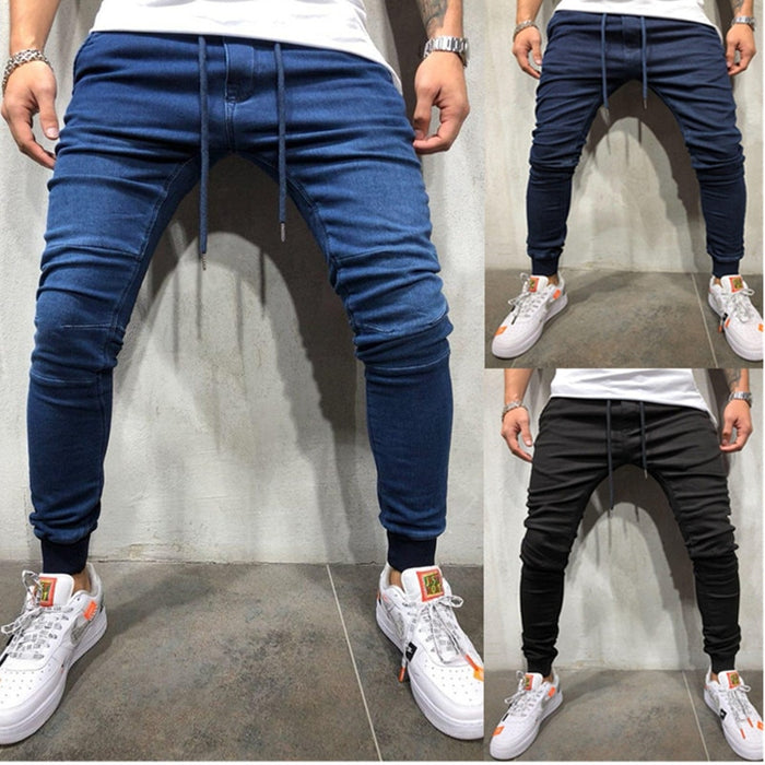 Mens Skinny Jeans Slim Fit Ripped Jeans Big and Tall Stretch Blue Jeans for Men Distressed Elastic Waist M-4XL