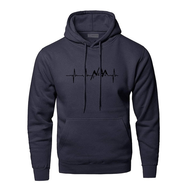 Mountain Heartbeat Hoodies Sweatshirt Men Sound Ray Diagram Hooded Sweatshirt Hoodie Winter Autumn Print Black Gray Sportswear