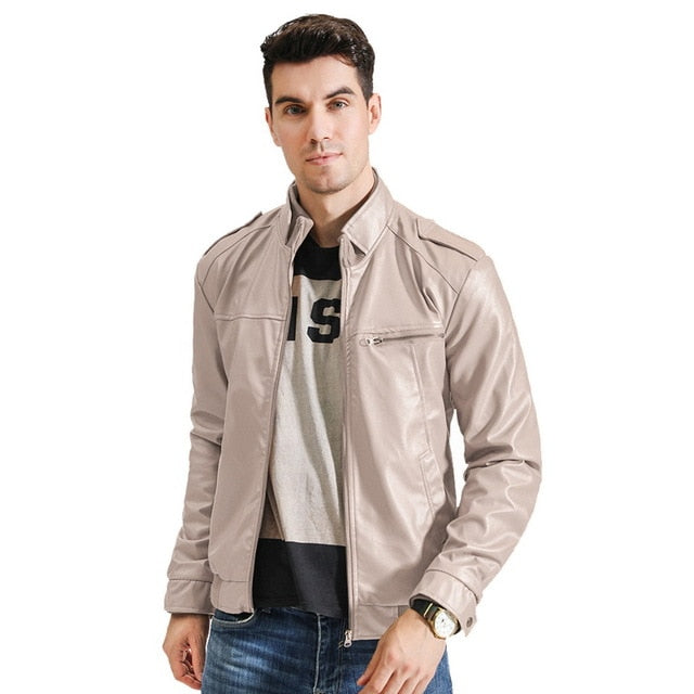Men Faux Leather Jackets Coats Autumnn Casual Long Sleeves Coats Streetwears High Quality Men Solid Motorcycle Leather Overcoats