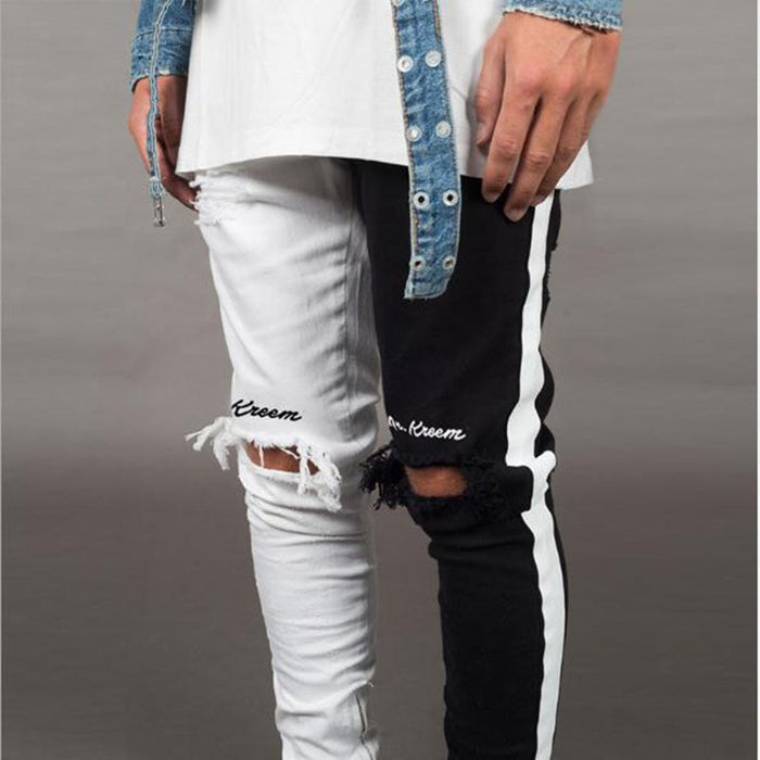 BDLJ 2019 Men Stylish Ripped Jeans Pants Biker Skinny Slim Straight Frayed Denim Trousers New Fashion Skinny Jeans Men Clothes
