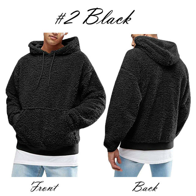 Mens Hoodies Sweatshirt Winter Warm Faux Fur Teddy Bear Long Sleeve Hooded Hoodie Tops Pullover Jumper Sweatshirts Men One Piece