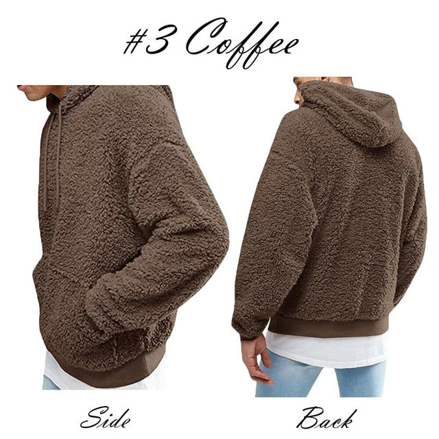 Mens Hoodies Sweatshirt Winter Warm Faux Fur Teddy Bear Long Sleeve Hooded Hoodie Tops Pullover Jumper Sweatshirts Men One Piece