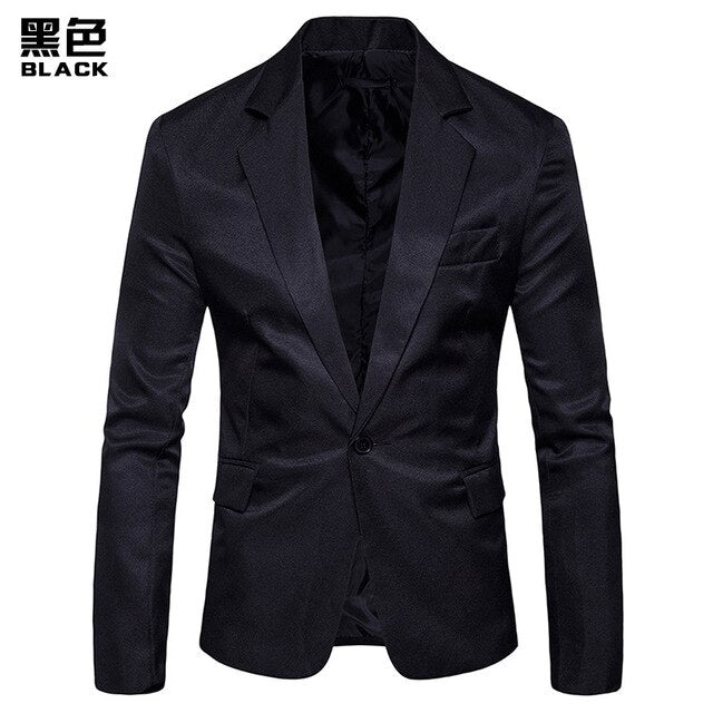 WSGYJ Blazer Men 2019 Fashion Smart Casual One Button Solid Color Coats Slim Fit Suit Jackets Business Social Men's Cloth