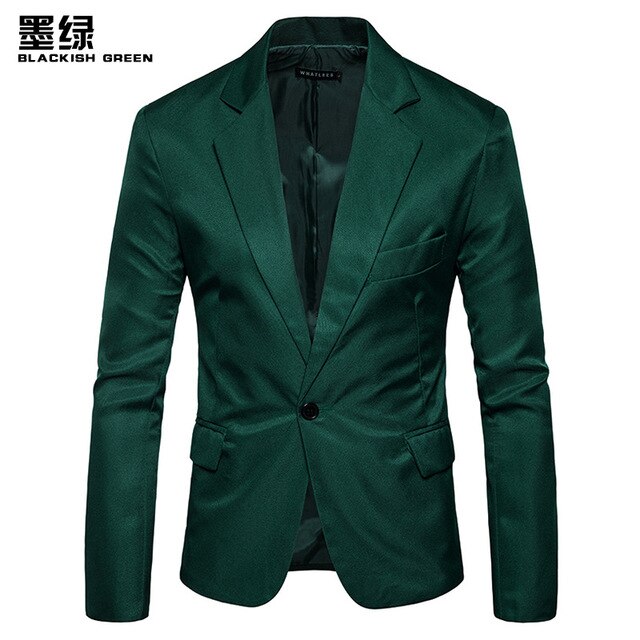 WSGYJ Blazer Men 2019 Fashion Smart Casual One Button Solid Color Coats Slim Fit Suit Jackets Business Social Men's Cloth