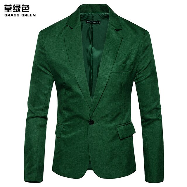 WSGYJ Blazer Men 2019 Fashion Smart Casual One Button Solid Color Coats Slim Fit Suit Jackets Business Social Men's Cloth