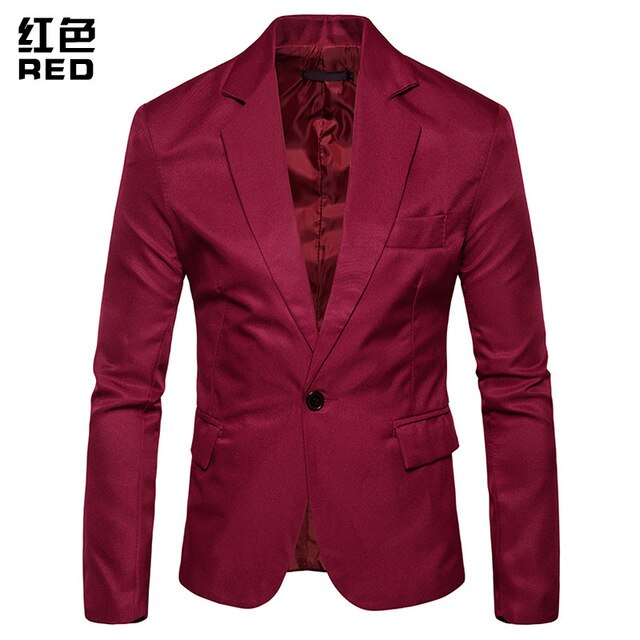 WSGYJ Blazer Men 2019 Fashion Smart Casual One Button Solid Color Coats Slim Fit Suit Jackets Business Social Men's Cloth