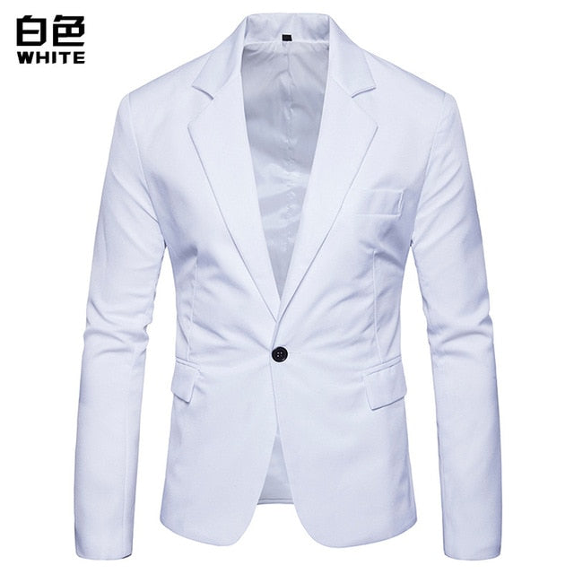 WSGYJ Blazer Men 2019 Fashion Smart Casual One Button Solid Color Coats Slim Fit Suit Jackets Business Social Men's Cloth