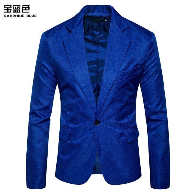 WSGYJ Blazer Men 2019 Fashion Smart Casual One Button Solid Color Coats Slim Fit Suit Jackets Business Social Men's Cloth