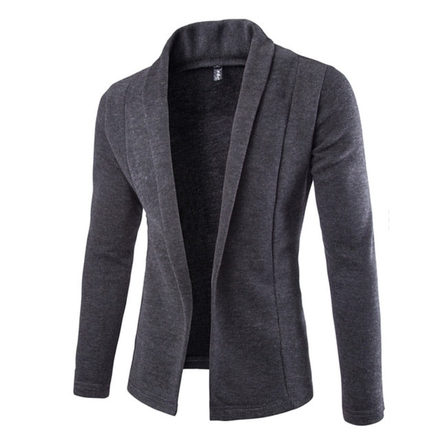 Mens Solid Blazer Cardigan Long Sleeve Casual Slim Fit Sweater Jacket Knit Coat LF88