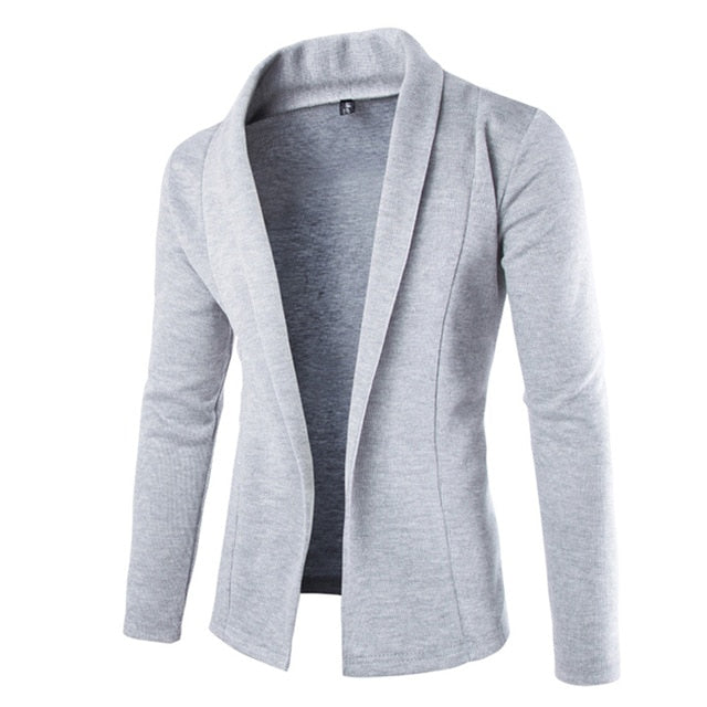 Mens Solid Blazer Cardigan Long Sleeve Casual Slim Fit Sweater Jacket Knit Coat LF88